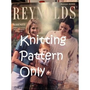 New Reynolds 82002 Serenity Striped Tee Basketweave Pullover Knitting Pattern